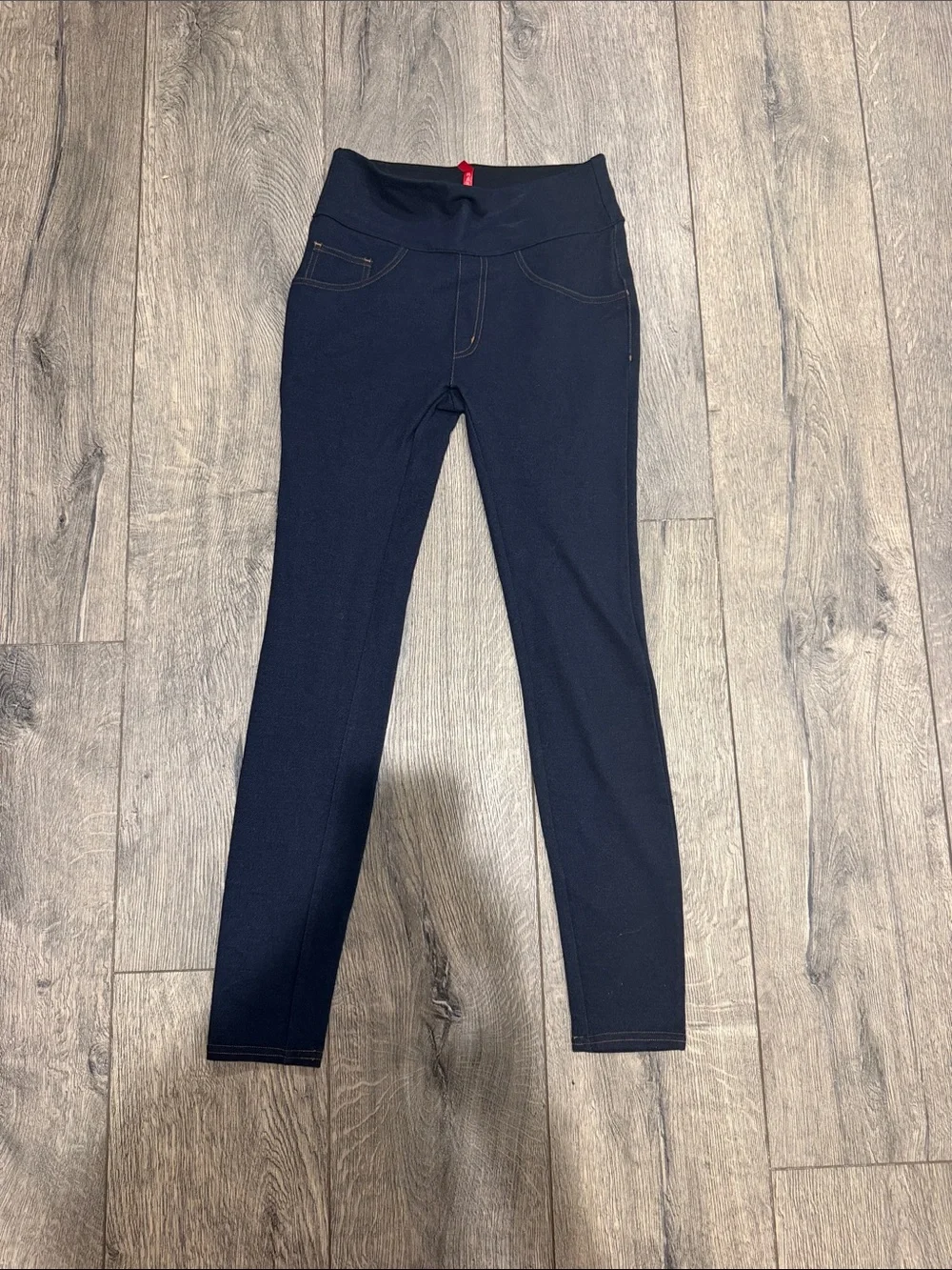 • SPANX • Navy High-Rise Leggings Faux Pockets Small Super Soft